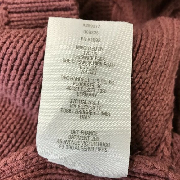 Denim & Co Mock Neck Cable Knit Pink Sweater PL - Picture 5 of 6